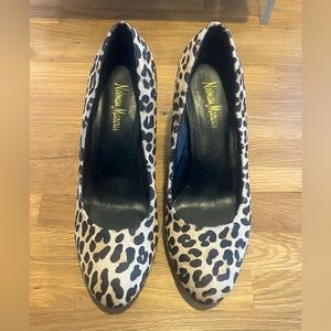 Neiman Marcus Calf Hair Leopard Wedge Shoes - size 7